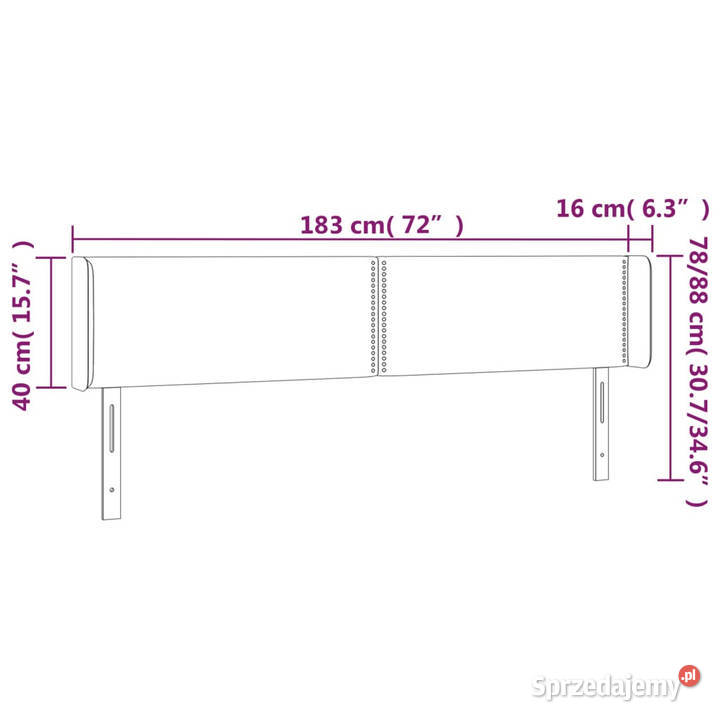 Zagłówek do łóżka z LED czarny 183x16x7888 Warszawa