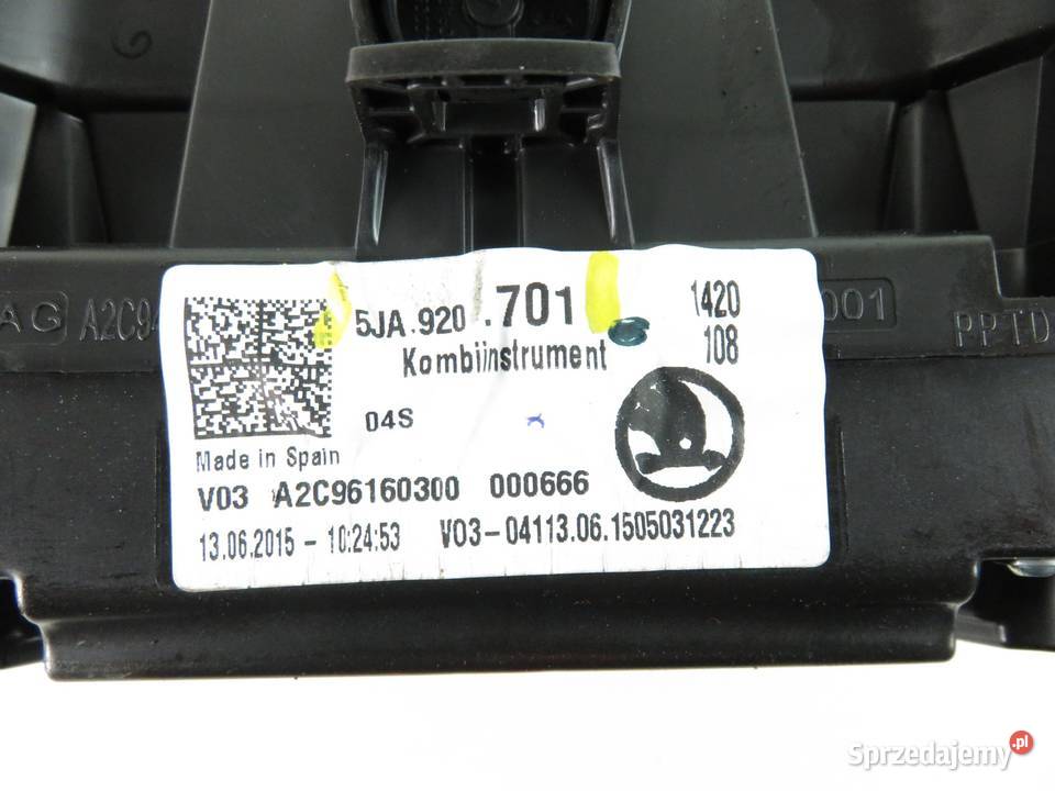LICZNIK SKODA RAPID 16 TDI CR 5JA920701 osobowe małopolskie