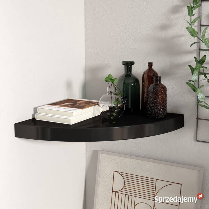 Narożna półka ścienna czarna 35x35x38 MDF mazowieckie Warszawa