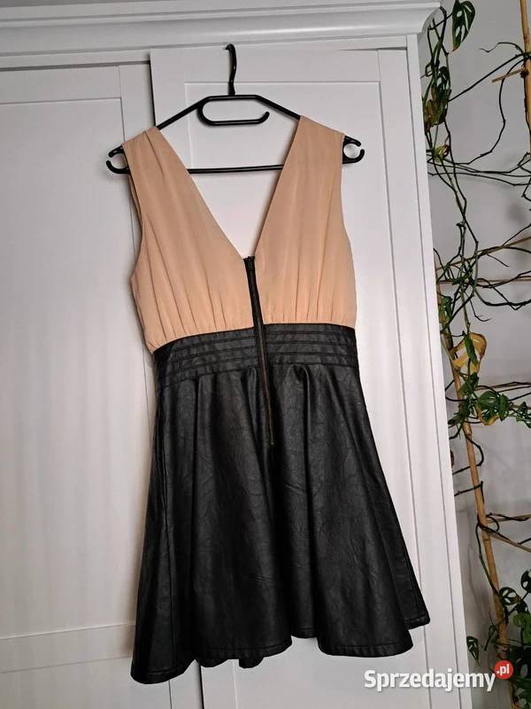 Beżowoczarna sukienka Double Zero S