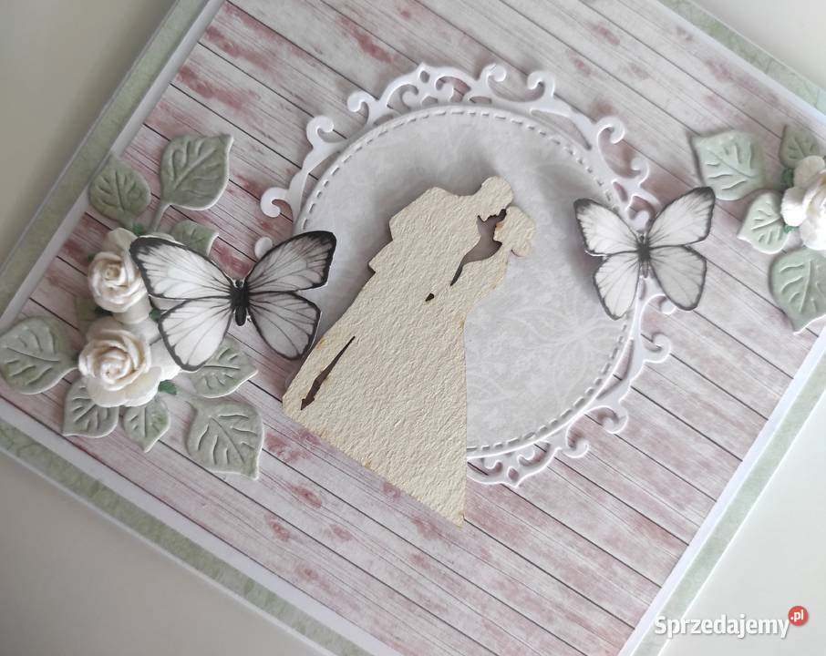 Kartka okolicznościowa ręcznie robiona na ślub Rękodzieło