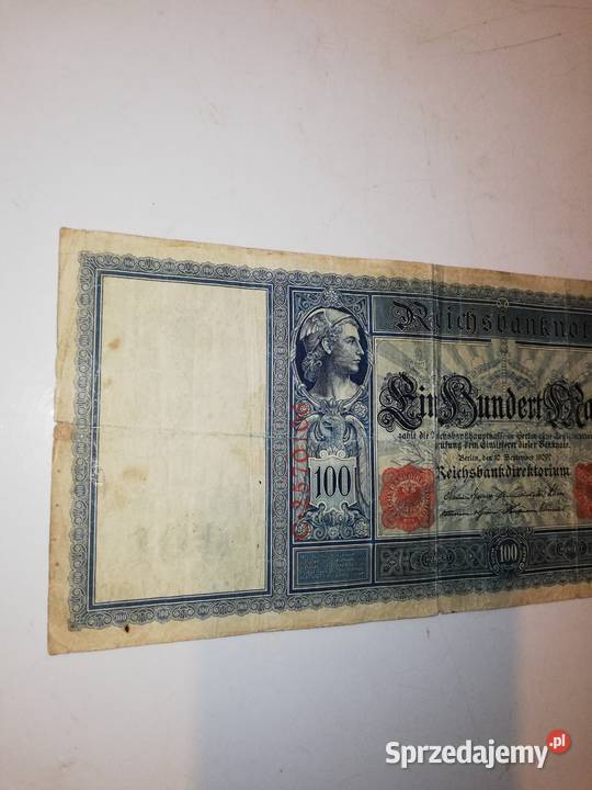 Banknot z 1909 r 100 marek Numizmatyka Warszawa sprzedam