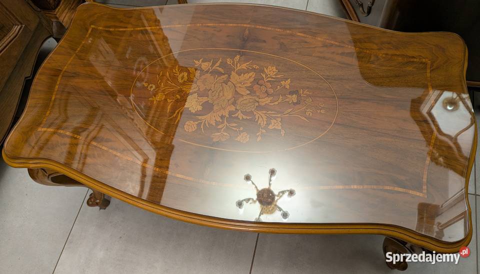 Piękny stolik ludwikowski orzech intarsje sklep