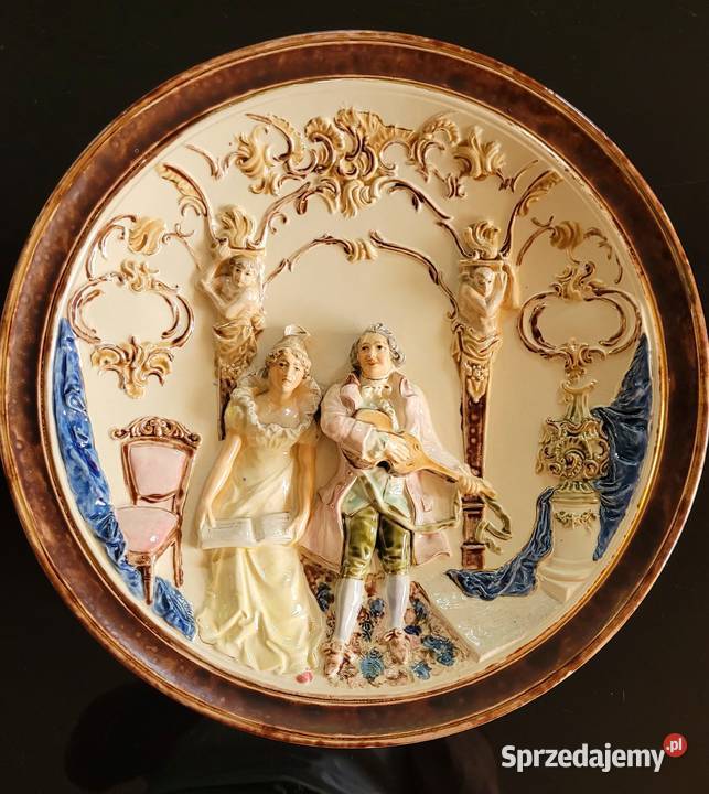 Zabytkowe misy dekoracyjne płaskorzeźby ok 1900 śląskie Zbrosławice sprzedam