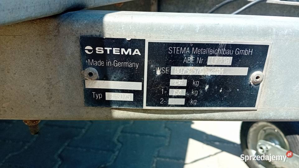 Niemiecką przyczepa lekka Stema 750 Rok produkcji 2007 Gliwice
