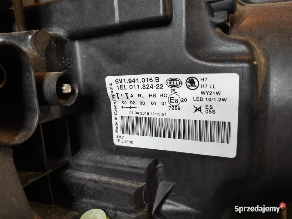 SKODA FABIA III LAMPA PRZÓD PRAWA EU 6V1941016B Pielgrzymka