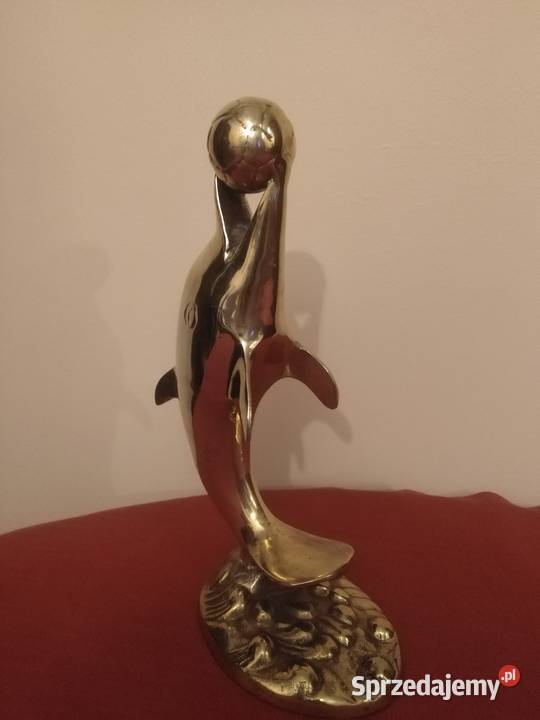 Figurka Delfin Lity Mosiądz z Piłką Dom i Ogród Wałbrzych sprzedam
