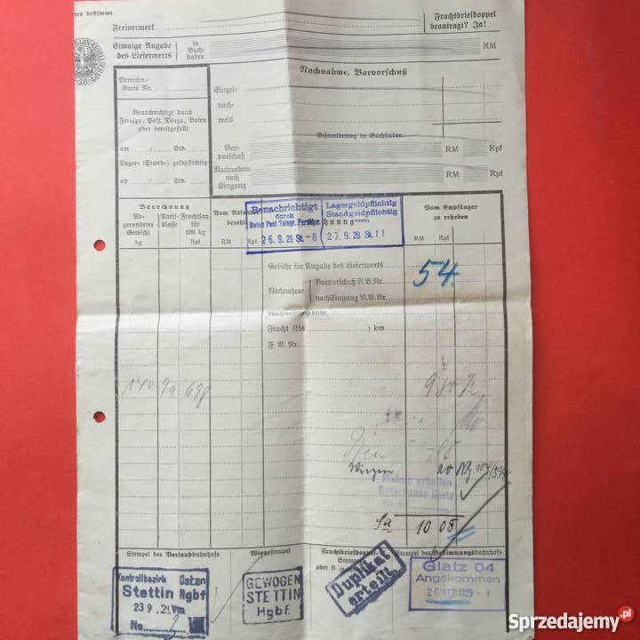 681 List przewozowy Stettin Szczecin