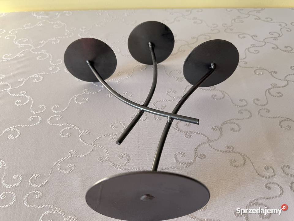 Metalowy świecznik na 3 świece Vintage elegancki