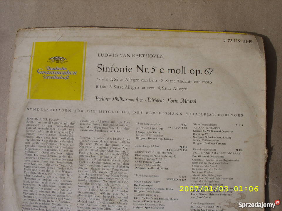 WINYL DEUTSCHE GRAMMOPHON LVBETHOVEN 10 33 OBR Wołów