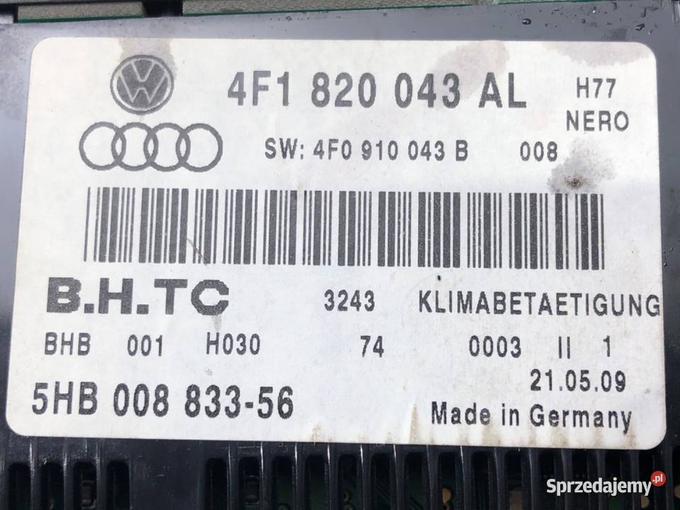 PANEL STEROWANIA NAWIEWU AUDI A6 C6 4F1820043AL podkarpackie