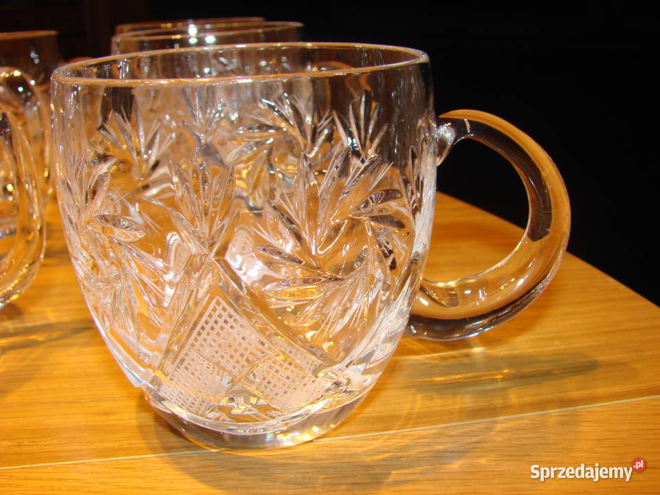 kryształowe kubki do ponczu PRL Pruszcz Gdański