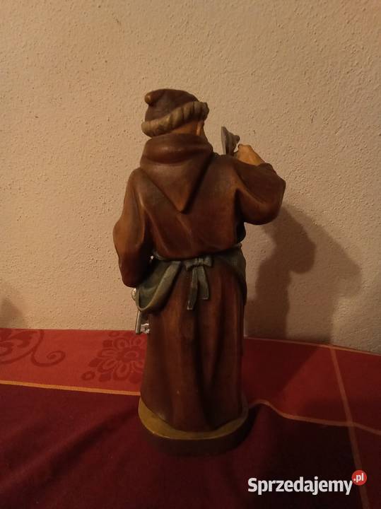 Drewniana rzeźba mnicha z kuflem Sztuka Warszawa sprzedam