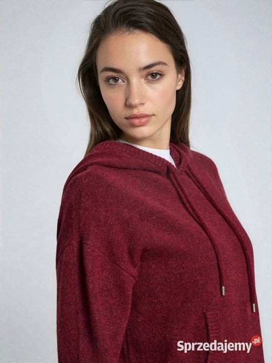 bordowy sweter z kapturem Sinsay S Swetry i golfy Olkusz