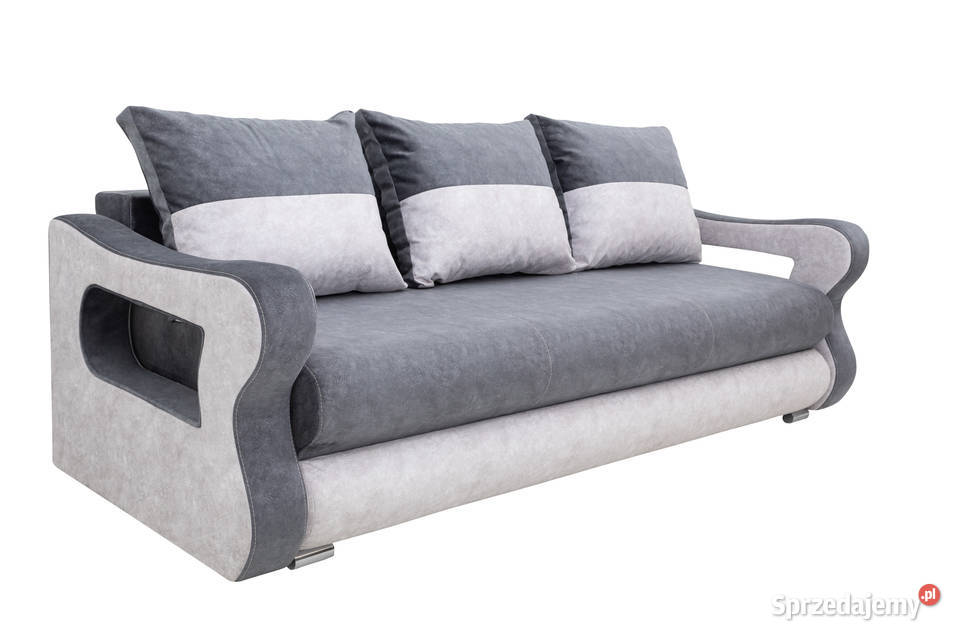 Kanapa Tapicerowana Szara z Poduszkami ANDŻELIKA Dynów