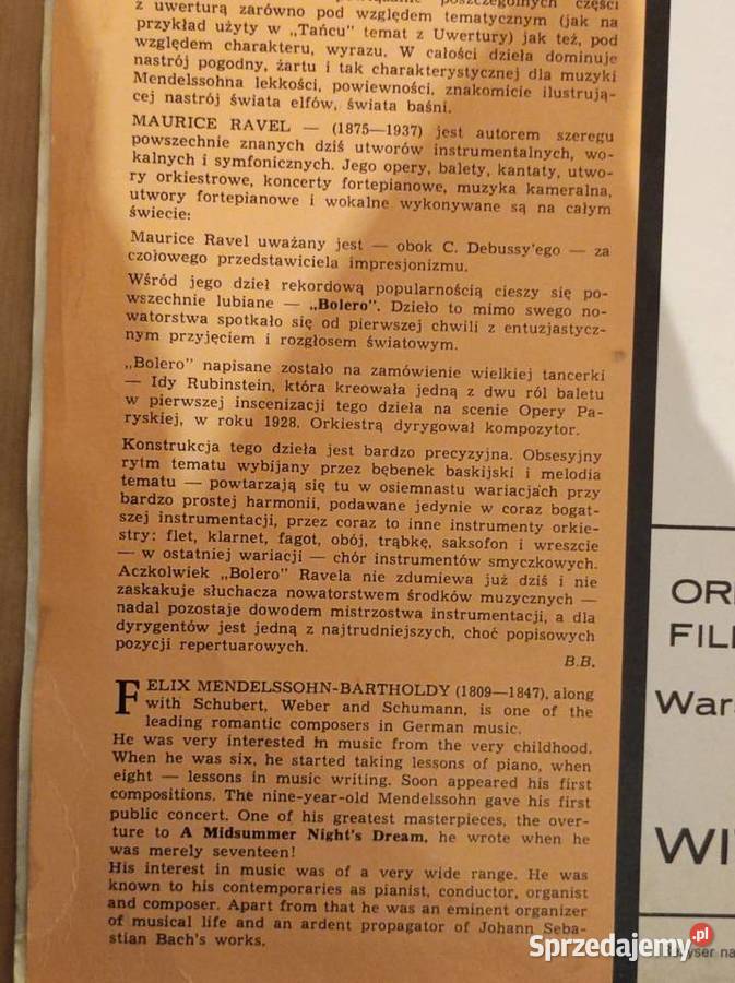 1960 Mendelssohn Ravel bolero sen nocy letniej sprzedam