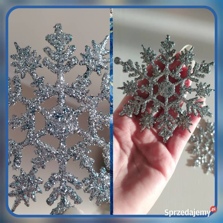 24 śnieżynki niebieskie turkusowe srebrne niebieski Pozostałe zachodniopomorskie