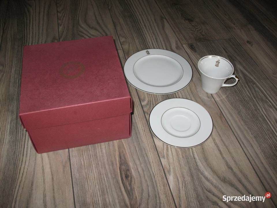 Kolekcja Śląska Bogucice filiżanka 2 talerzyki biały Akcesoria do kawy
