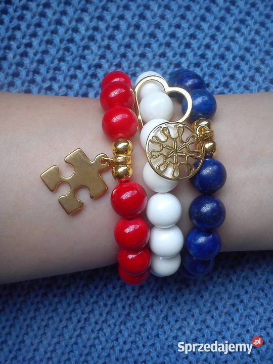 Bransoletka damska z Agatu białego 10mm z sercem Kielce