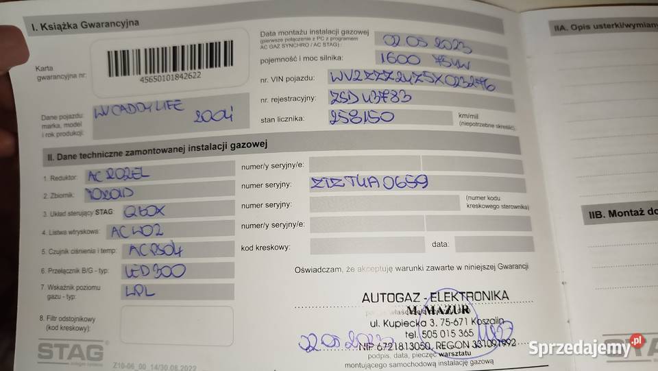 CADDY 16 MPI LPG STAG Stargard