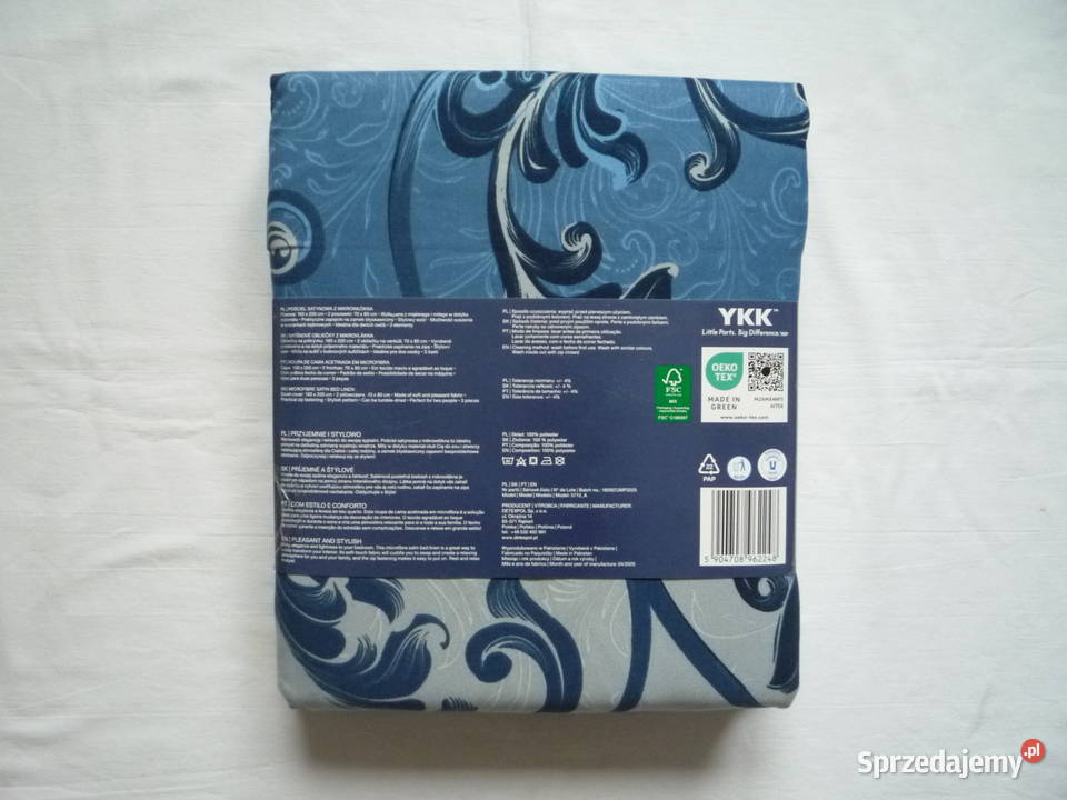 Smukee nowa granatowa szara pościel satynowa Szczecin sprzedam