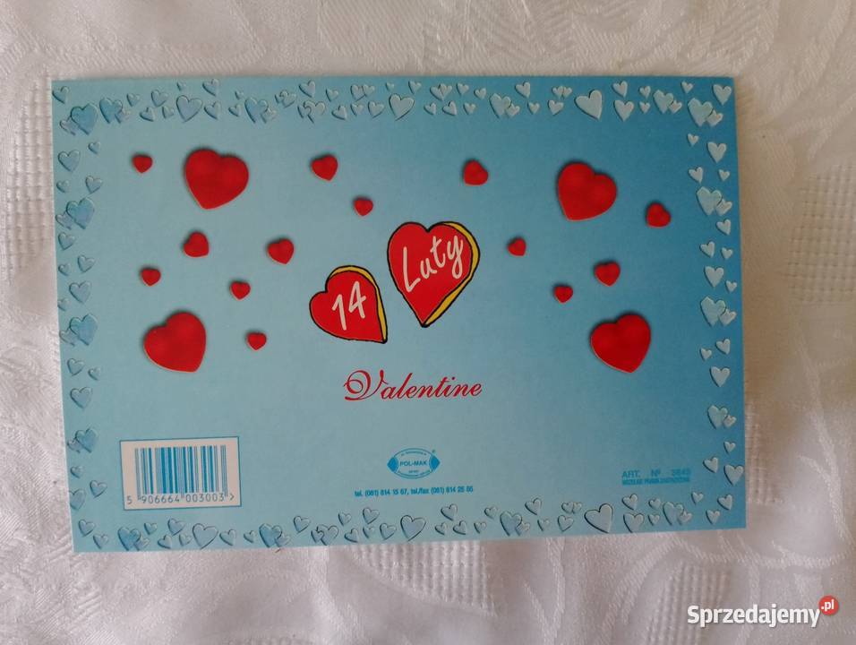 Kartka walentynkowa na WALENTYNKI składana z wielokolorowy Oborniki