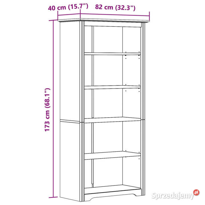 Biblioteczka BODO brązowa 82x40x173 sosnowa 5 Warszawa