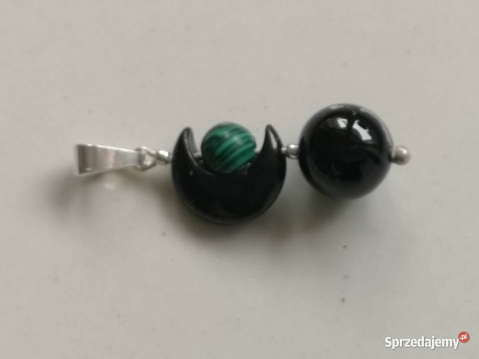 Zawieszka amulet onyks malachit srebro Toruń
