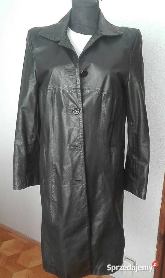 Płaszcz damski ze skóry czarny Boguchwała