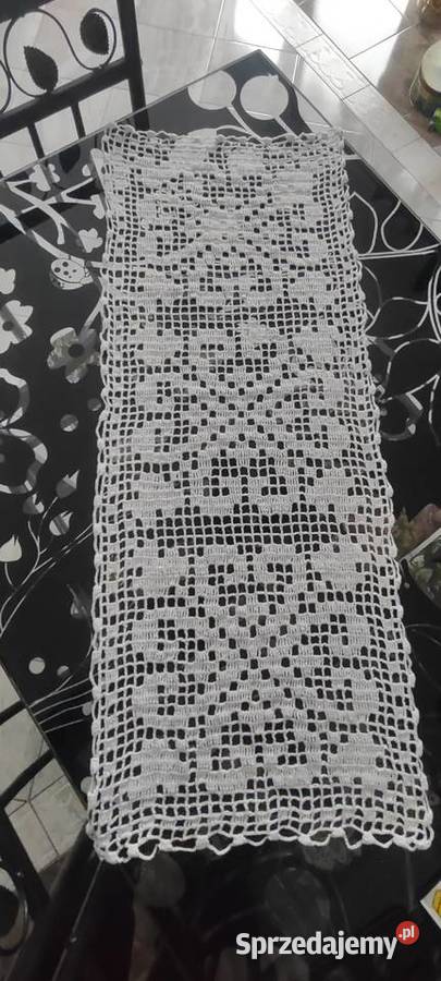 Sztrykowana zazdroska obrusik firanka biała Ruda Śląska