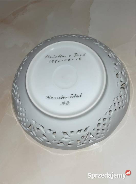 Patera miseczka ażur biała porcelana z różyczką Gdańsk