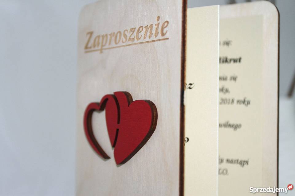 Zaproszenia ŚWIADKÓW z drewnianą okładką E12 mazowieckie Warszawa