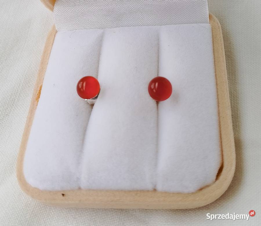 kolczyki srebrne sztyfty karneolem 6mm Kolczyki Suwałki sprzedam