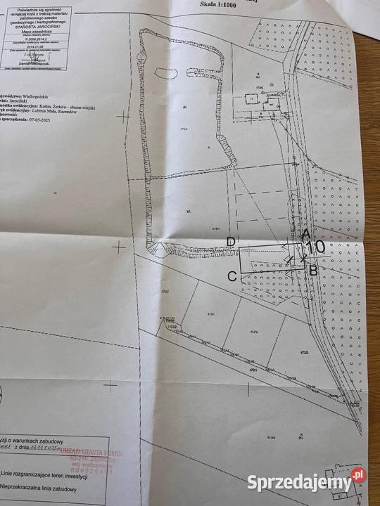 Sprzedam działke z wydanymi warunkami zabudowy Jarocin