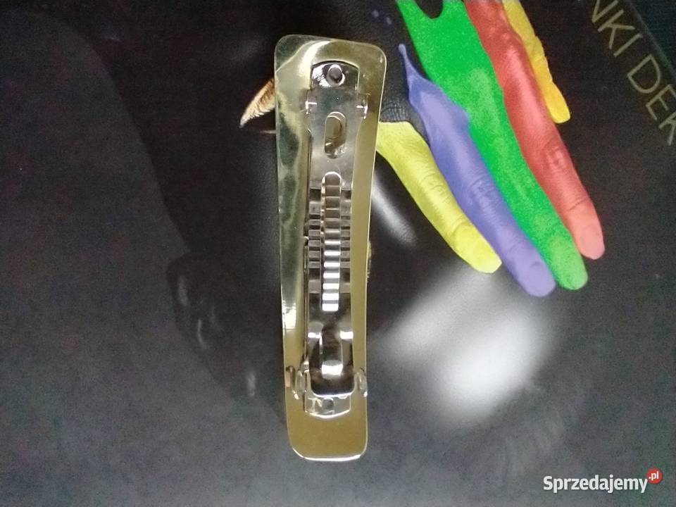 Asymetryczna spinka do włosów mosiądz rękodzieło łódzkie