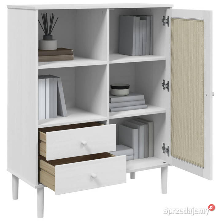 Szafka SENJA imitacja rattanu biała 90x40x112 Warszawa