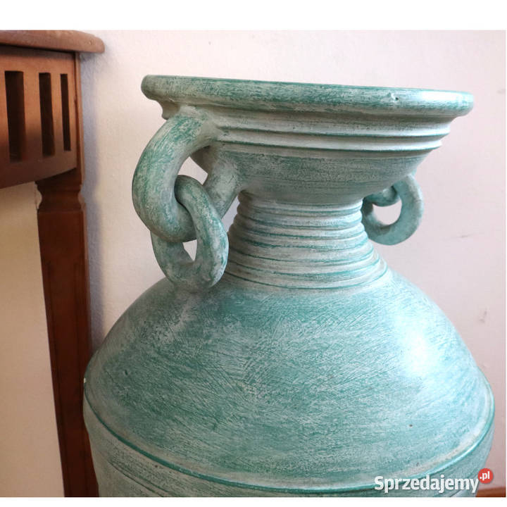 Orientalnac ceramiczna zielona donica amfora z sprzedam