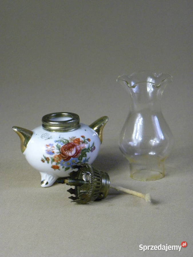 Mała porcelanowa ozdobna lampka naftowa Legnica