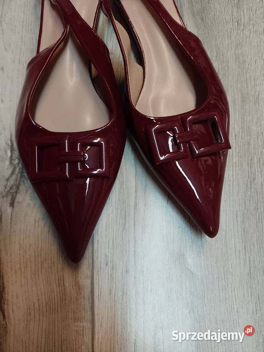 41 Bordowe niskie czółenka baleriny wieczorowe z Kraków