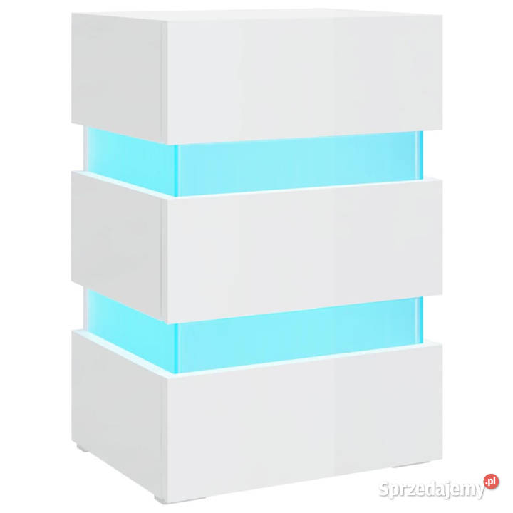 Szafka nocna z LED wysoki połysk biała 45x35x67 Warszawa