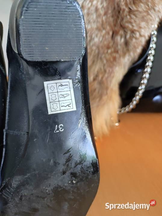 czółenka włoskie na obcasie słupki skórkowe z 23.8cm Damskie