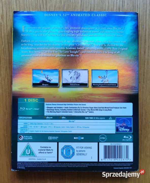 The Lion King Król Lew Bluray En 1994 łódzkie Parzęczew