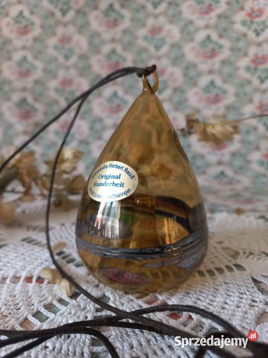 Vintage lampka olejna ze szkła artystycznego