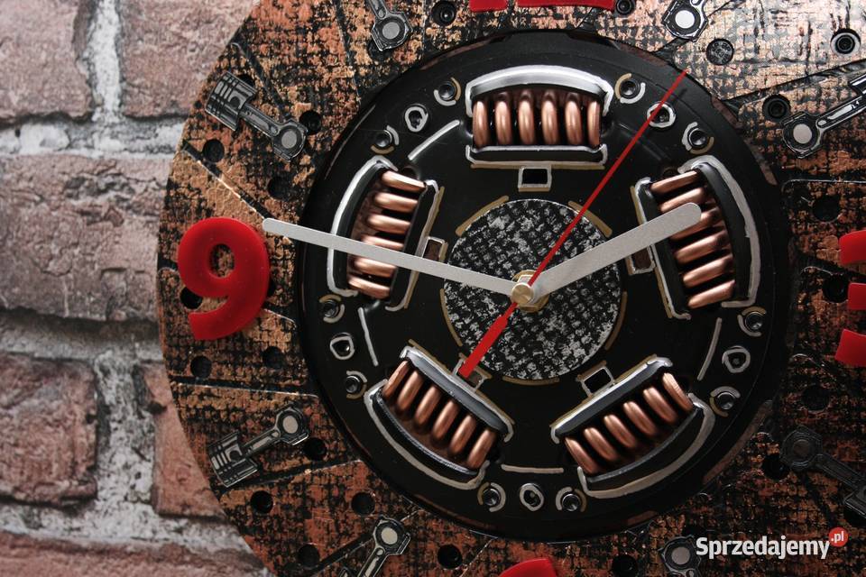 Zegar tarcza sprzęgła scrap metal art 28 patyna podkarpackie