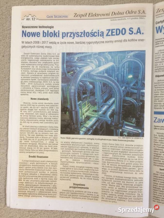 3463 Zespół Elektrowni Dolna Odra SA W Unii Szczecin