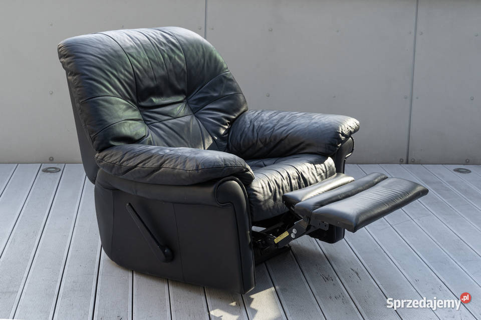 Luksusowy czarny fotel rozkładany recliner Krzyków sprzedam