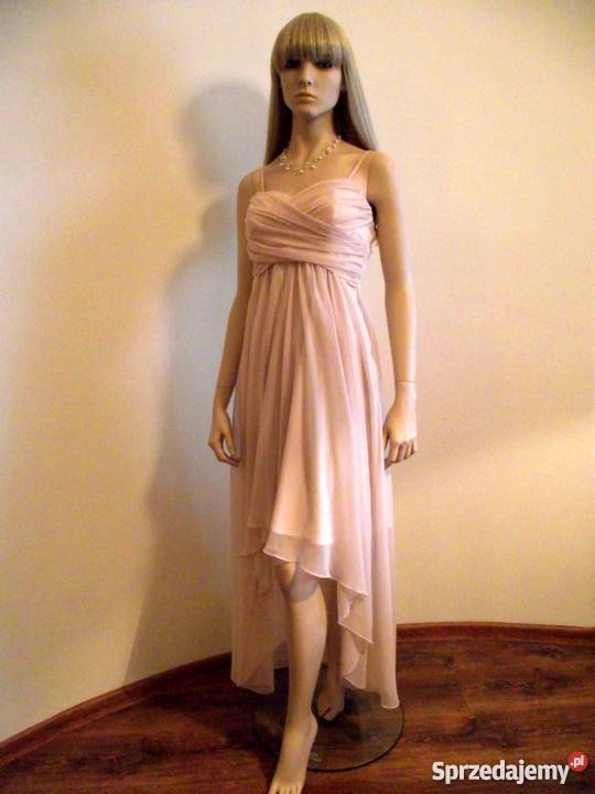 Elegancka asymetryczna sukienka na studniówkę brązowy/beżowy małopolskie Kraków