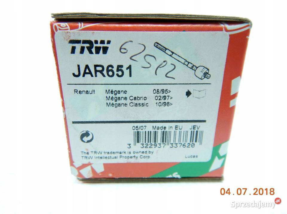DRĄŻEK KIEROWNICZY TRW RENAULT MEGANE JAR651