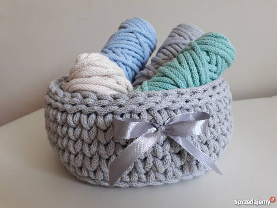 Koszyki ze sznurka bawełnianego komplet 3 wielokolorowy