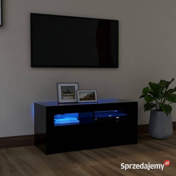 vidaXL Szafka pod TV z oświetleniem LED czarna